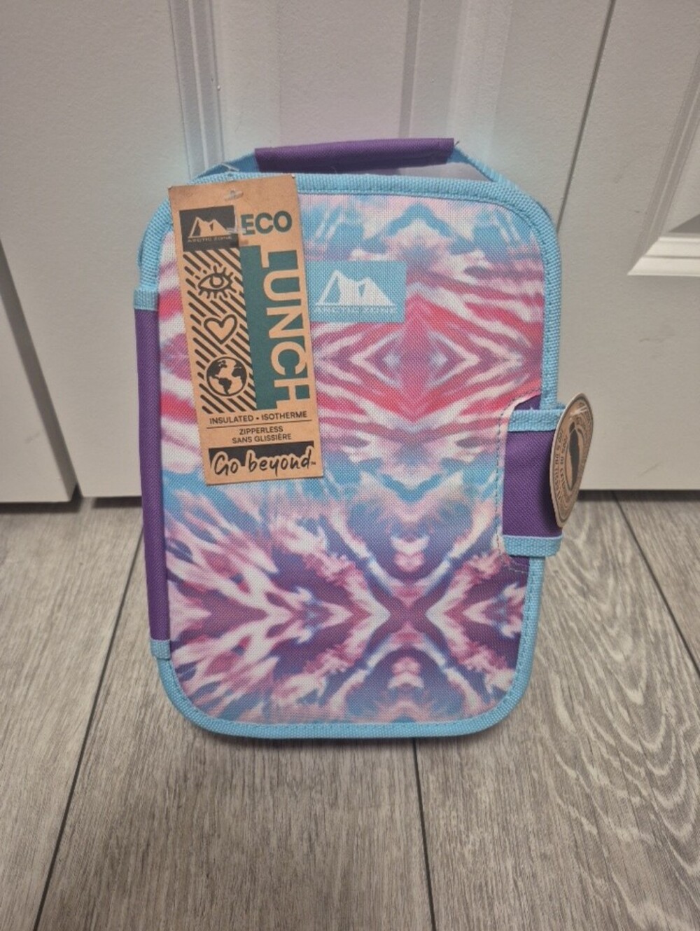 Arctic Zone Eco Zipperless™ Insulated Lunch Box Bag. Purple Tie Dye New